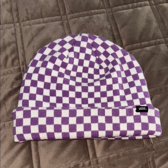 Vans Purple and White Checkered Knit Beanie - Picture 2 of 3